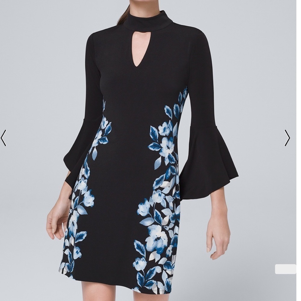 White House Black Market NWT Esmee Floral Dress with Drama Sleeve Size XS